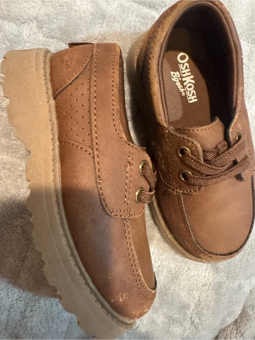 OshKosh B'gosh Boys Brown Lace-Up Boat Shoes